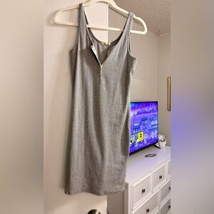 Heart Hips Grey Ribbed Henley Midi Tank Dress